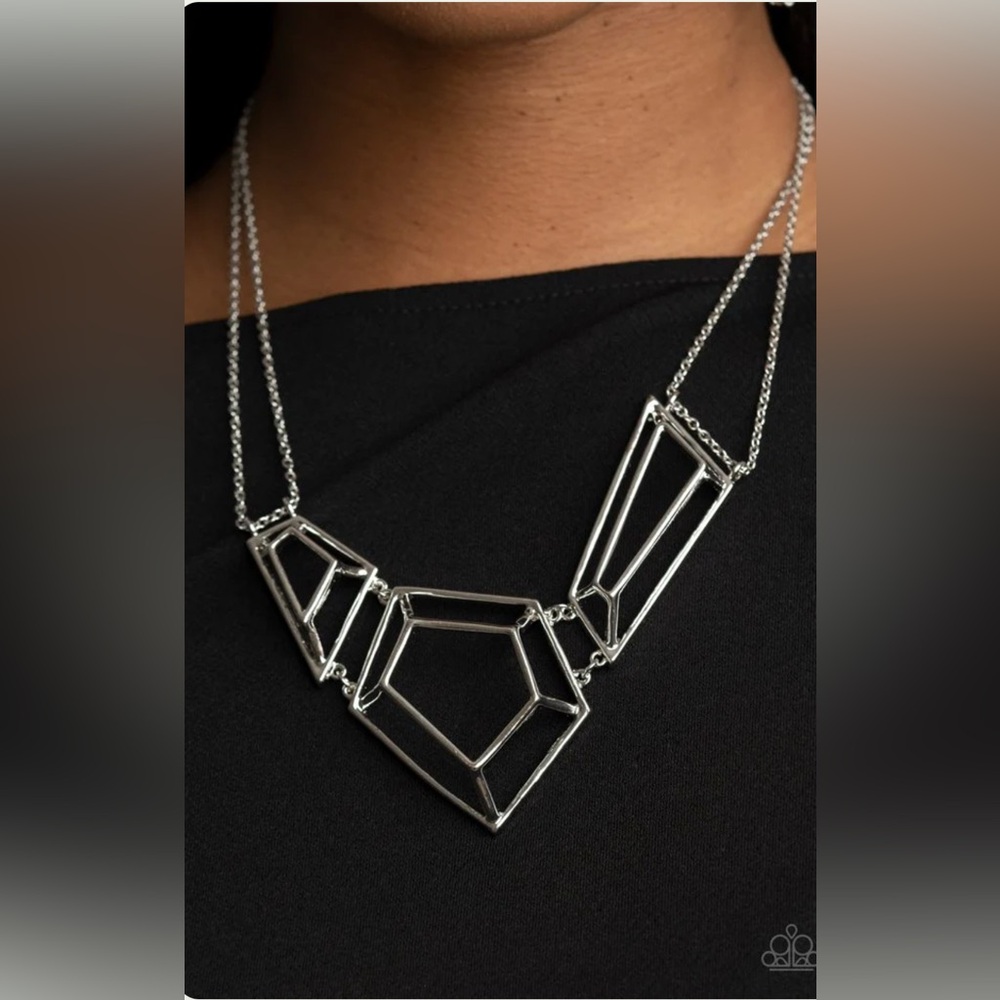 3-D Drama Silver Necklace
